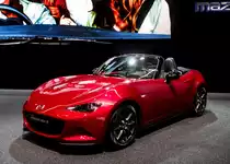 Der neue Mazda MX-5 wurde auf dem Autosalon Genf, März 2015 ausgestellt.