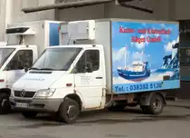 Mercedes Sprinter Kofferaufbau mit Kühlung am 02.04.15 in Sassnitz.