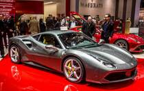 Ferrari 488 GTB. Hier ist das Nachvolgemodell des 458 Italia zu sehen mit einem Turbomotor. Foto> Autosalon Genf 2015