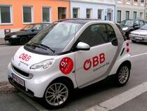 Smart der LaudaMotion ist um 9,00/Tag fr VorteilscardBesitzer, u. um 18,00/Tag ohne Vorteilscard zu mieten; gesichtet in RIED i.I.080917