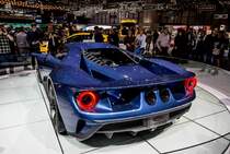 2015-er Ford GT, ausgestellt auf dem Autosalon Genf 2015.