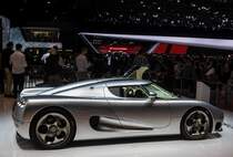 Koenigsegg CC8S, Seitenansicht. Foto: Autosalon Genf 2015