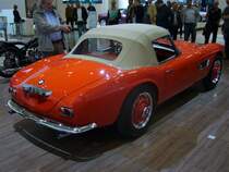 Heckansicht eines BMW 507 Touring Sport Roadster. 1956 - 1959. Techno Classica am 18.04.2015.