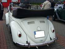 Heckansicht eines 1958´er VW Käfer Cabriolet. Sammelpunkt zum 3. Borbecker Oldtimertag am 26.04.2015.