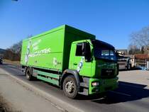 MAN LE18.280 von Freistädter-Bier auf seiner alltäglichen Zustelltour; 150310