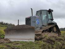 Caterpillar D5N LGP bei Arbeiten an der L136 bei Temmels (03.11.2013)
