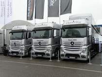 Drei Mercedes Benz Actros am 03.05.15 auf Hockenheimring 