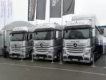 Drei Mercedes Benz Actros am 03.05.15 auf Hockenheimring 