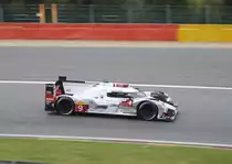 Audi R18 e-tron quattro , Nr.9: Filipe ALBUQUERQUE, Marco BONANOMI, René RAST wurden 4er bei der FIA WEC Langstrecken Weltmeisterschaft 2015, 2. Rennen die 6h Spa Francorchamps am 2.Mai 2015,Der Hybrid-Rennwagen mit der Startnummer 9, war mit einer anderen Karosserie für höheren aerodynamischen Abtrieb angetreten