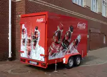 Heckansicht COCA COLA Kühlhänger 2 achsen Westerland auf Sylt 29.08.2014