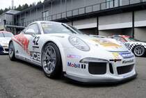 Porsche 911 (Type 991) GT3 Cup Car im Fahrerlager, Porsche Carrera Cup Great Britain, Supportrace bei den FIA WEC 6h Spa Francorchamps 2.Mai 2015