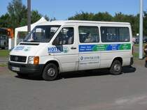 VW Kleinbus LT TDI mit Werbung f�r ein Hotel in L�bstorf, gesehen anl��lich  100 Jahre Stra�enbahn in Schwern , Schwerin 30.08.2008