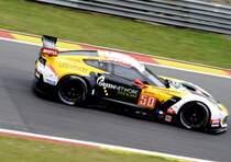LMGTE Am Chevrolet Corvette C7.R, Larbre Compétition, Fahrer: Gianluca Roda, Paolo Ruberti, Kristian Poulsen. Ausfall nach 61 Runden bei den FIA WEC 6h Spa-Francorchamps am 2.5.2015. Mitgezogen und schräg in Szene gesetzt um Dynamik auszudrücken!
