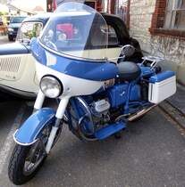 Moto Guzzi V7, schweres italienisches Motorrad mit V2-4-Takt-Motor, 700-850ccm, Bauzeit 1967-76, Oldierama Lrrach, Mrz 2015