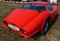 Marcos, Heckansicht des britischen Sportwagens, Oldierama Lrrach, Mrz 2015