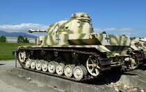 Panzer IV H, Heckansicht des deutschen Kampfpanzers, Panzermuseum Thun, Mai 2015