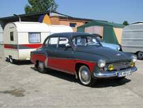 Pkw Wartburg 311 (Limosine) mit Campinganhnger aus dem Landkreis Prignitz, Beuster 27.07.2008
