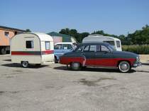Pkw Wartburg 311 (Limosine) mit Campinganhnger aus dem Landkreis Prignitz, Beuster 27.07.2008