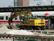 Liebherr Litronic 900 Zweiwegebagger am 12.06.15 in Frankfurt am Main Hbf
