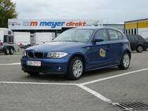 1-er BMW mit aufgebrachter Werbung fr die Lebensmittelkette EDEKA, gesehen am 30.09.2008 in 97440 Werneck