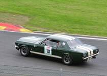 Horst Walther auf Ford Mustang. Mitzieher bei der einfahrt in Busstopp, beim FHR Langstreckencup - Rennen beim ADAC Spa Race Festival am 20.07.2014