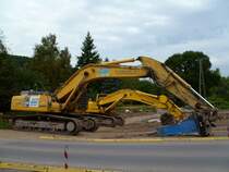 Komatsu PC 340 NLC-7 eingesetzt beim Abriß der alten Saarbrücke bei Wiltingen (29.09.2013)