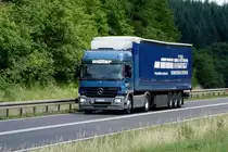 MB Actros der Spedition Müller unterwegs auf der B27 im Juni 2015
