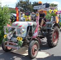 ein liebevoll verunstalteter Eicher Leopard, gesehen bei der Oldtimerausstellung der  Alten Zylinder  Hilders im Juni 2015