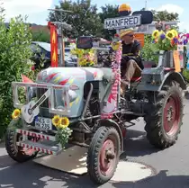 ein liebevoll verunstalteter Eicher Leopard, gesehen bei der Oldtimerausstellung der  Alten Zylinder  Hilders im Juni 2015