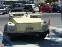 VW Typ 181. 1969 - 1979. Der 181 ist ein auf dem Typ 1 basierender geländegängiger Mehrzweckwagen. Von den 90883 produzierten Wagen, gingen ca. 15000 an die deutsche Bundeswehr und ca. 1000 Stück an den BGS. Forio/Ischia am 14.07.2015.
