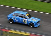 Mitzieher der Nr.151 Sebastian Schemmann (Kassel) & Kevin Olaf Rost (Solingen) VW Polo 1, YT Rennen 1 beim Youngtimer Festival Spa am 19.7.2015