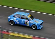 Mitzieher der Nr.151 Sebastian Schemmann (Kassel) & Kevin Olaf Rost (Solingen) VW Polo 1, YT Rennen 1 beim Youngtimer Festival Spa am 19.7.2015