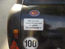 Sollte einem zu denken geben. Leichentransporthänger vom Fahrzeugbau Pfefferkorn am 24.07.2015 in Chemnitz