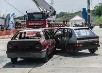 Unfallsimulation mit einem Citroen Visa und Renault 19, aufgenommen am 27.06.2015