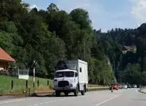 Militärfahrzeuge CH von Walter Ruetsch
STEYR: Privat genutzter ehemaliger Militär-STEYR A 680 g bei Werthenstein unterwegs am 6. August 2015.
Foto: Walter Ruetsch