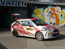 Citroen DS 3 R3T (Armand Fumal / Jean-Louis Hottelet) im Servicepark der Deutschland-Rallye, 23.08.2015