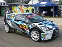 Citroen DS 3 RCC (Quentin Giordano / Valentin Sarreaud) im Servicepark der Deutschland-Rallye, 23.08.2015
