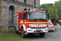 Modernes Mercedes Löschfahrzeug der Feuerwehr Osnabrück mit Schlingmann Aufbau am 6.9.2015 am Piesberg in Osnabrück.