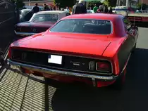 Heckansicht eines Plymouth Barracuda des Modelljahres 1971. Prinz-Friedrich-Oldtimertreffen am 27.09.2015 in Essen.