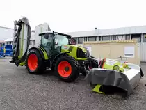 CLAAS ARION-420, wurde anlässlich der Rieder-Messe mit Front-, und Heckmähwerk ausgestattet; 150914