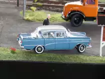 Opel Rekord P1, Spur 1, M 1:32 - gesehen am 6.9.2014 2014 beim großen Eisenbahn-Spektakel  „Terug naar Toen - Zurück nach Damals“ der Museumseisenbahn VSM in Beekbergen / NL,