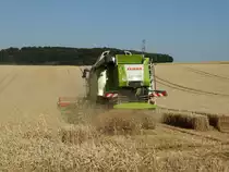 Claas Lexion 630 am 17.07.15 bei Maintal-Hochstadt beim Weizen Dreschen von hinten