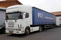 Scania 480 als Ausstellerfahrzeug, gesehen bei der Bulldogmesse in Alsfeld, Oktober 2015