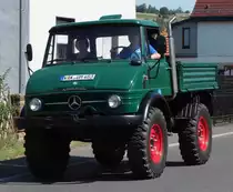 Unimog als Teilnehmer des Festzuges anl. der 2015er Oldtimerausstellung in Pferdsdorf/Thüringen, 08/2015