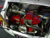 Motor des FIAT Abarth 695 auf der International Motor Show in Luxembourg, 22.11.2015