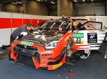 Nissan GT-R NISMO GT3, MRS GT-Racing, Nr.23, Fahrer: Marc Gassner & Florian Strauss. Pitwalk nach dem ADAC GT Masters Rennen in Spa Francorchamps am 20.6.2015