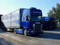 SCANIA-R450 von eggenberger-transport bei einer Pause nächst Gonars/Italien; 151026