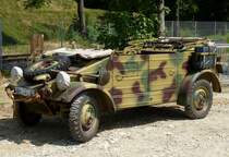 VW Typ 82 Kbelwagen, fr die Deutsche Wehrmacht entwickelter leichter Gelndewagen, von 1940-45 wurden ca.51.000 Stck gebaut, gesehen im Schweizerischen Militrmuseum Full, Juli 2015