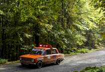 Lada 2101 als Safety car, gesehen auf dem 49-ten Mecsek Rallye, Oktober 2015.