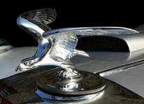 ALVIS, die Khlerfigur  Silberner Adler  an einem Oldtimer von 1935, Jan.2016